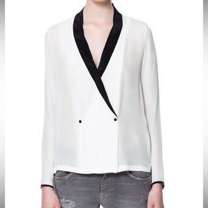 NEW Massimo Black and White Tuxedo Blouse